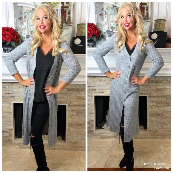 ❤️LAST 1! Longline Ribbed Button Down Slim Fit Cardigan! - Picture 5 of 6